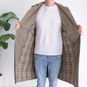 Tip Top Beige Trench Coat Henley Edition Plaid Lined Classic Menswear Size 40